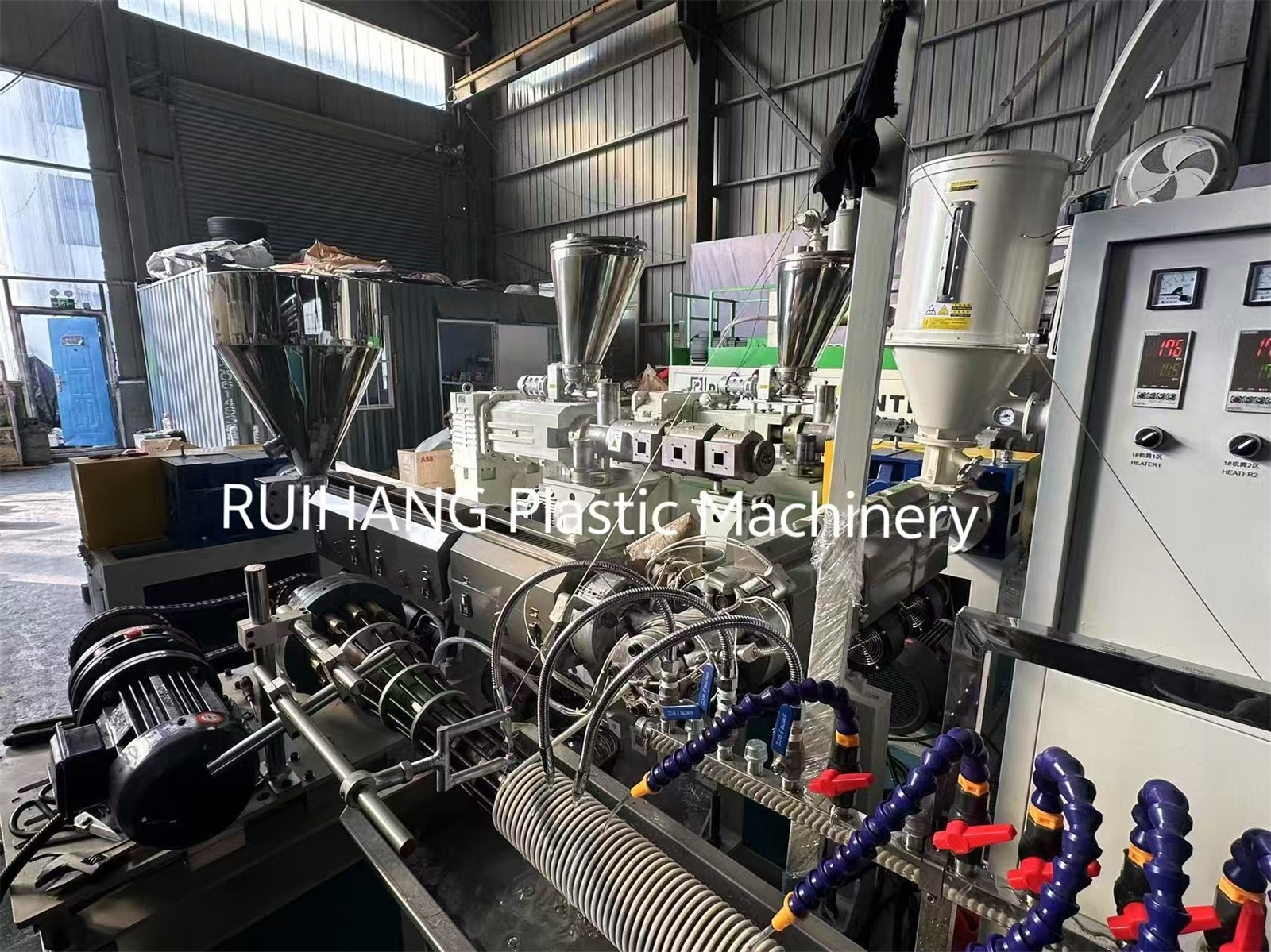 PVC plastic reinforced spiral pipe production line